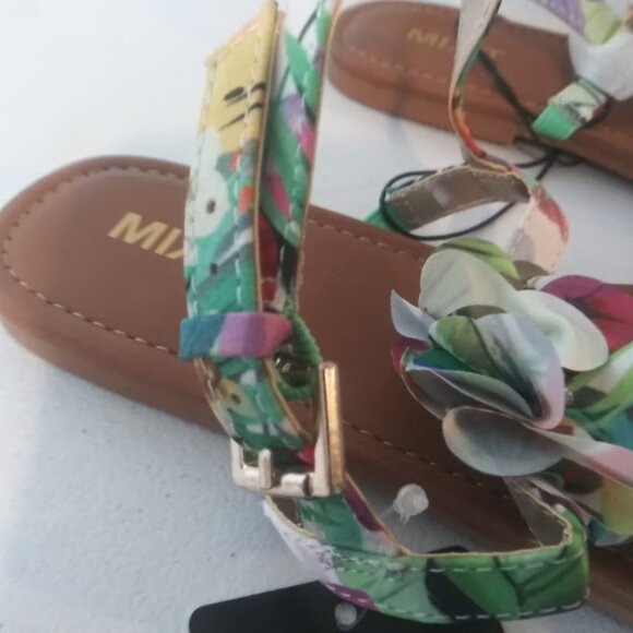 Mixit women's size 8.5 green multicolored flat floral sandal - Picture 4 of 7